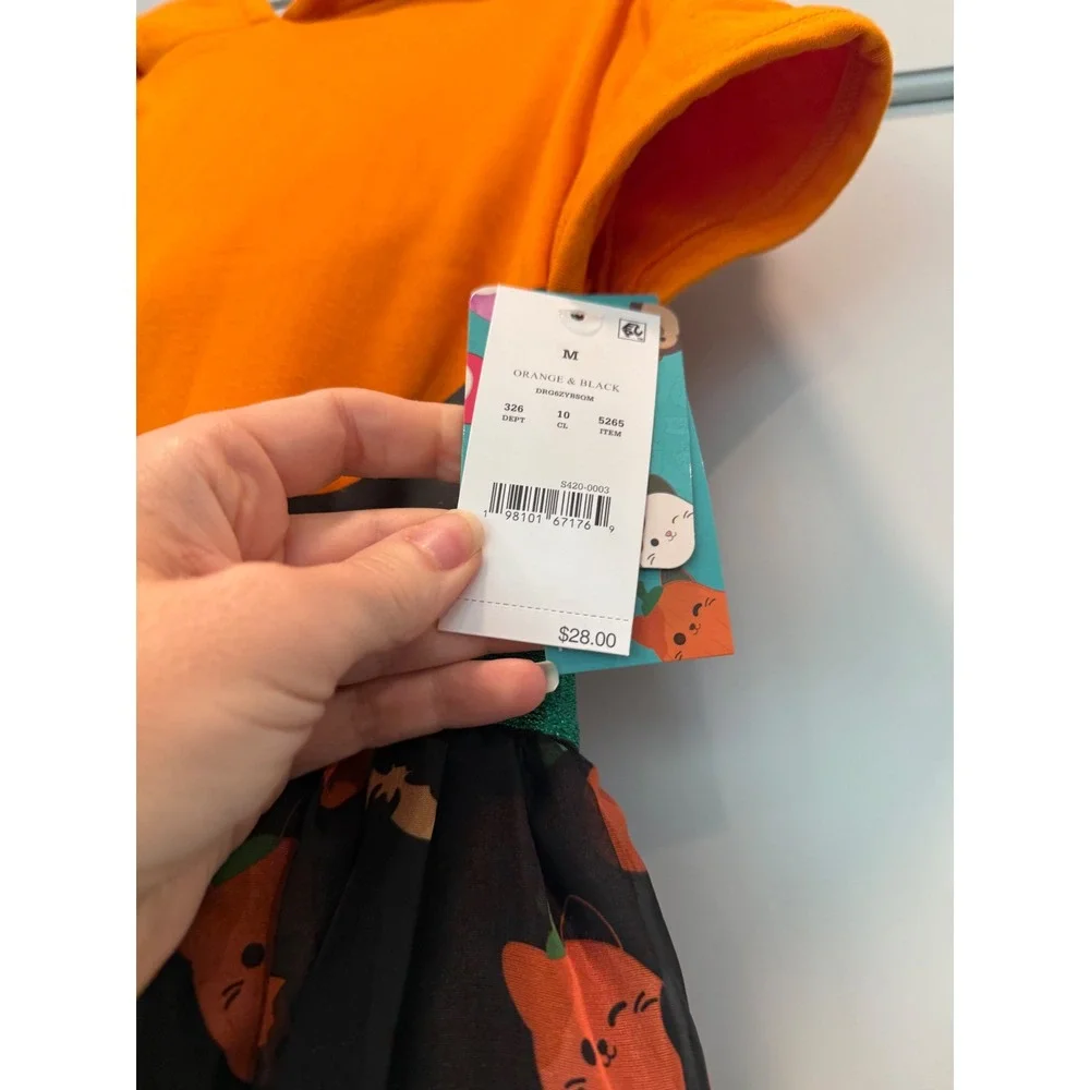 NWT Squishmallows Halloween Pumpkin Hooded Tulle Dress Girls Medium 7/8 Orange